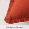 MIULEE Throw Pillow Covers Fall Boho Farmhouse 26×26 Set of 2 Decorative Orange Eruo Sham Couch with Fringe Chic Cotton Pillowcases Home Decor Accents for Cushion Soft Bed Living Room(Burnt Orange)
