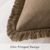 MIULEE Throw Pillow Covers Fall Boho Farmhouse 26×26 Set of 2 Decorative Orange Eruo Sham Couch with Fringe Chic Cotton Pillowcases Home Decor Accents for Cushion Soft Bed Living Room(Brown)