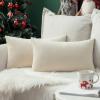 MIULEE Velvet Pillow Cover Soft Luxury Decorative Throw Pillow Cover Single Rectangle Cushion Case for Couch Sofa Bedroom Car Decor,12×20 Inch Dark Blue(Cream White)