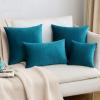 MIULEE Velvet Pillow Cover Soft Luxury Decorative Throw Pillow Cover Single Rectangle Cushion Case for Couch Sofa Bedroom Car Decor,12×20 Inch Dark Blue(Teal)