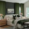 MIULEE Velvet Pinch Pleated Blackout Curtains 96 inches Long, Gold Brown Pleat Design Thermal Insulated Luxury Window Drapes for Living Room Bedroom with Hooks, Set of 2(Olive Green)