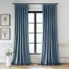 MIULEE Velvet Pinch Pleated Blackout Curtains 96 inches Long, Gold Brown Pleat Design Thermal Insulated Luxury Window Drapes for Living Room Bedroom with Hooks, Set of 2(Stone Blue)