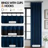 MIULEE Velvet Pinch Pleated Blackout Curtains 96 inches Long, Gold Brown Pleat Design Thermal Insulated Luxury Window Drapes for Living Room Bedroom with Hooks, Set of 2(Navy Blue)