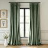 MIULEE Velvet Pinch Pleated Blackout Curtains 96 inches Long, Gold Brown Pleat Design Thermal Insulated Luxury Window Drapes for Living Room Bedroom with Hooks, Set of 2(Sage Green)