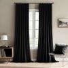 MIULEE Velvet Pinch Pleated Blackout Curtains 96 inches Long, Gold Brown Pleat Design Thermal Insulated Luxury Window Drapes for Living Room Bedroom with Hooks, Set of 2(Black)