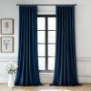 MIULEE Velvet Pinch Pleated Blackout Curtains 96 inches Long, Gold Brown Pleat Design Thermal Insulated Luxury Window Drapes for Living Room Bedroom with Hooks, Set of 2(Navy Blue)