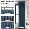 MIULEE Velvet Pinch Pleated Blackout Curtains 96 inches Long, Gold Brown Pleat Design Thermal Insulated Luxury Window Drapes for Living Room Bedroom with Hooks, Set of 2(Stone Blue)