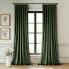 MIULEE Velvet Pinch Pleated Blackout Curtains 96 inches Long, Gold Brown Pleat Design Thermal Insulated Luxury Window Drapes for Living Room Bedroom with Hooks, Set of 2(Olive Green)