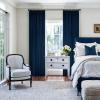 MIULEE Velvet Pinch Pleated Blackout Curtains 96 inches Long, Gold Brown Pleat Design Thermal Insulated Luxury Window Drapes for Living Room Bedroom with Hooks, Set of 2(Navy Blue)