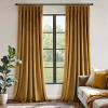 MIULEE Velvet Pinch Pleated Blackout Curtains 96 inches Long, Gold Brown Pleat Design Thermal Insulated Luxury Window Drapes for Living Room Bedroom with Hooks, Set of 2(Gold)