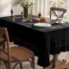 MIULEE Velvet Table Cloth with Decorative Ruffle Edge Luxurious Soft Washable Rectangular Tablecloth Thick Wrinkle-Resistant Oblong Table Cover for Kitchen Dining Party Wedding 60×102 Inch Olive Green(Black)