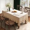 MIULEE Velvet Table Cloth with Decorative Ruffle Edge Luxurious Soft Washable Rectangular Tablecloth Thick Wrinkle-Resistant Oblong Table Cover for Kitchen Dining Party Wedding 60×102 Inch Olive Green(Beige)