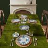 MIULEE Velvet Table Cloth with Decorative Ruffle Edge Luxurious Soft Washable Rectangular Tablecloth Thick Wrinkle-Resistant Oblong Table Cover for Kitchen Dining Party Wedding 60×102 Inch Olive Green(Olive Green)