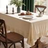MIULEE Velvet Table Cloth with Decorative Ruffle Edge Luxurious Soft Washable Rectangular Tablecloth Thick Wrinkle-Resistant Oblong Table Cover for Kitchen Dining Party Wedding 60×102 Inch Olive Green(Beige)