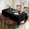 MIULEE Velvet Table Cloth with Decorative Ruffle Edge Luxurious Soft Washable Rectangular Tablecloth Thick Wrinkle-Resistant Oblong Table Cover for Kitchen Dining Party Wedding 60×102 Inch Olive Green(Black)