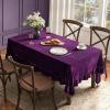 MIULEE Velvet Table Cloth with Decorative Ruffle Edge Luxurious Soft Washable Rectangular Tablecloth Thick Wrinkle-Resistant Oblong Table Cover for Kitchen Dining Party Wedding 60×102 Inch Olive Green(Purple)