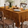 MIULEE Velvet Table Cloth with Decorative Ruffle Edge Luxurious Soft Washable Rectangular Tablecloth Thick Wrinkle-Resistant Oblong Table Cover for Kitchen Dining Party Wedding 60×102 Inch Olive Green(Gold)