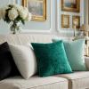 MIULEE Velvet Throw Pillow Covers Set of 2, Soft Neutral Christmas Decorative Pillow Cases with Luxurious Textured Vintage Cushion Covers for Home Decor Couch Sofa Bed,Cream White 18×18 inch(Emerald Green)