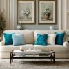 MIULEE Velvet Throw Pillow Covers Set of 2, Soft Neutral Christmas Decorative Pillow Cases with Luxurious Textured Vintage Cushion Covers for Home Decor Couch Sofa Bed,Cream White 18×18 inch(Teal Blue)
