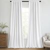 MIULEE 100% Blackout Curtains 90 Inch Long 2 Panels Set for Bedroom, Thick Luxury Faux Linen Black Out Curtain Room Darkening Back Tab Pleat Window Textured Drapes with Hooks for Living Room, Birch(Bright White)