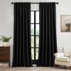 MIULEE 100% Blackout Curtains 90 Inch Long 2 Panels Set for Bedroom, Thick Luxury Faux Linen Black Out Curtain Room Darkening Back Tab Pleat Window Textured Drapes with Hooks for Living Room, Birch(Black)
