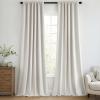 MIULEE 100% Blackout Curtains 90 Inch Long 2 Panels Set for Bedroom, Thick Luxury Faux Linen Black Out Curtain Room Darkening Back Tab Pleat Window Textured Drapes with Hooks for Living Room, Birch(Light Beige)