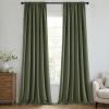 MIULEE 100% Blackout Curtains 90 Inch Long 2 Panels Set for Bedroom, Thick Luxury Faux Linen Black Out Curtain Room Darkening Back Tab Pleat Window Textured Drapes with Hooks for Living Room, Birch(Olive Green)