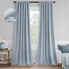 MIULEE 100% Blackout Curtains 90 Inch Long 2 Panels Set for Bedroom, Thick Luxury Faux Linen Black Out Curtain Room Darkening Back Tab Pleat Window Textured Drapes with Hooks for Living Room, Birch(Chambray Blue)