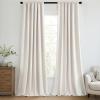 MIULEE 100% Blackout Curtains 90 Inch Long 2 Panels Set for Bedroom, Thick Luxury Faux Linen Black Out Curtain Room Darkening Back Tab Pleat Window Textured Drapes with Hooks for Living Room, Birch(Ivory)