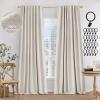 MIULEE 100% Blackout Curtains 90 inches Long, Linen Curtains for Bedroom Black Out Window Treatments Thermal Insulated Room Darkening Drapes Back Tab Rod Pocket Emerald Green Christmas Decor 2 Panels(Cream)