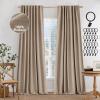 MIULEE 100% Blackout Curtains 90 inches Long, Linen Curtains for Bedroom Black Out Window Treatments Thermal Insulated Room Darkening Drapes Back Tab Rod Pocket Emerald Green Christmas Decor 2 Panels(Copper Brown)