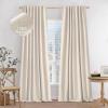 MIULEE 100% Blackout Curtains 90 inches Long, Linen Curtains for Bedroom Black Out Window Treatments Thermal Insulated Room Darkening Drapes Back Tab Rod Pocket Emerald Green Christmas Decor 2 Panels(Natural)
