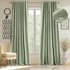 MIULEE 100% Blackout Curtains 90 inches Long, Linen Curtains for Bedroom Black Out Window Treatments Thermal Insulated Room Darkening Drapes Back Tab Rod Pocket Emerald Green Christmas Decor 2 Panels(Sage Green)