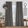 MIULEE 100% Blackout Curtains 90 inches Long, Linen Curtains for Bedroom Black Out Window Treatments Thermal Insulated Room Darkening Drapes Back Tab Rod Pocket Emerald Green Christmas Decor 2 Panels(Dark Gray)