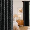 MIULEE 100% Blackout Decorative Linen Curtains with Geometric Pattern, Thick Woven Farmhouse Rustic Patterned Drapes with Back Tab for Bedroom and Living Room, Olive Green, 52 x 84 Inches, 2 Panels(Black)