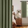 MIULEE 100% Blackout Decorative Linen Curtains with Geometric Pattern, Thick Woven Farmhouse Rustic Patterned Drapes with Back Tab for Bedroom and Living Room, Olive Green, 52 x 84 Inches, 2 Panels(Olive Green)