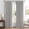 MIULEE 100% Blackout Linen Curtains for Bedroom, Christmas Emerald Green Solid Luxury Decor Thermal Insulation Room Darkening Drapes for Living Room Nursery Back Tab Rod Pocket 42 x 84 Inches 2 Panels(Greyish White)