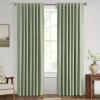 MIULEE 100% Blackout Linen Curtains for Bedroom, Christmas Emerald Green Solid Luxury Decor Thermal Insulation Room Darkening Drapes for Living Room Nursery Back Tab Rod Pocket 42 x 84 Inches 2 Panels(Sage Green)