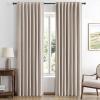 MIULEE 100% Blackout Linen Curtains for Bedroom, Christmas Emerald Green Solid Luxury Decor Thermal Insulation Room Darkening Drapes for Living Room Nursery Back Tab Rod Pocket 42 x 84 Inches 2 Panels(Khaki)