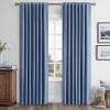 MIULEE 100% Blackout Linen Curtains for Bedroom, Christmas Emerald Green Solid Luxury Decor Thermal Insulation Room Darkening Drapes for Living Room Nursery Back Tab Rod Pocket 42 x 84 Inches 2 Panels(Blue)