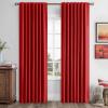 MIULEE 100% Blackout Linen Curtains for Bedroom, Christmas Emerald Green Solid Luxury Decor Thermal Insulation Room Darkening Drapes for Living Room Nursery Back Tab Rod Pocket 42 x 84 Inches 2 Panels(Red)