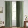 MIULEE 100% Blackout Linen Curtains for Bedroom, Christmas Emerald Green Solid Luxury Decor Thermal Insulation Room Darkening Drapes for Living Room Nursery Back Tab Rod Pocket 42 x 84 Inches 2 Panels(Olive Green)