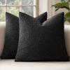 MIULEE 18×18 Inch Decorative Pillow Covers for Couch Bed Set of 2 Textured Boucle Neutral Winter Throw Pillows Orange Accent Solid Cushion Pillowcases Sofa Livingroom Home Decor(Black)