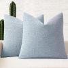 MIULEE 18×18 Inch Decorative Pillow Covers for Couch Bed Set of 2 Textured Boucle Neutral Winter Throw Pillows Orange Accent Solid Cushion Pillowcases Sofa Livingroom Home Decor(Light Blue)