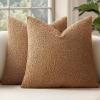 MIULEE 18×18 Inch Decorative Pillow Covers for Couch Bed Set of 2 Textured Boucle Neutral Winter Throw Pillows Orange Accent Solid Cushion Pillowcases Sofa Livingroom Home Decor(Brown)