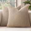 MIULEE 18×18 Inch Decorative Pillow Covers for Couch Bed Set of 2 Textured Boucle Neutral Winter Throw Pillows Orange Accent Solid Cushion Pillowcases Sofa Livingroom Home Decor(Khaki)