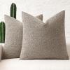 MIULEE 18×18 Inch Decorative Pillow Covers for Couch Bed Set of 2 Textured Boucle Neutral Winter Throw Pillows Orange Accent Solid Cushion Pillowcases Sofa Livingroom Home Decor(Light Taupe)
