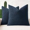 MIULEE 18×18 Inch Decorative Pillow Covers for Couch Bed Set of 2 Textured Boucle Neutral Winter Throw Pillows Orange Accent Solid Cushion Pillowcases Sofa Livingroom Home Decor(Navy Blue)
