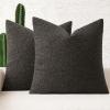 MIULEE 18×18 Inch Decorative Pillow Covers for Couch Bed Set of 2 Textured Boucle Neutral Winter Throw Pillows Orange Accent Solid Cushion Pillowcases Sofa Livingroom Home Decor(Dark Coffee)