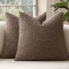 MIULEE 18×18 Inch Decorative Pillow Covers for Couch Bed Set of 2 Textured Boucle Neutral Winter Throw Pillows Orange Accent Solid Cushion Pillowcases Sofa Livingroom Home Decor(Dark Brown)